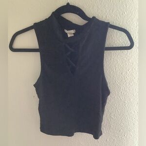 Black high neck crop top